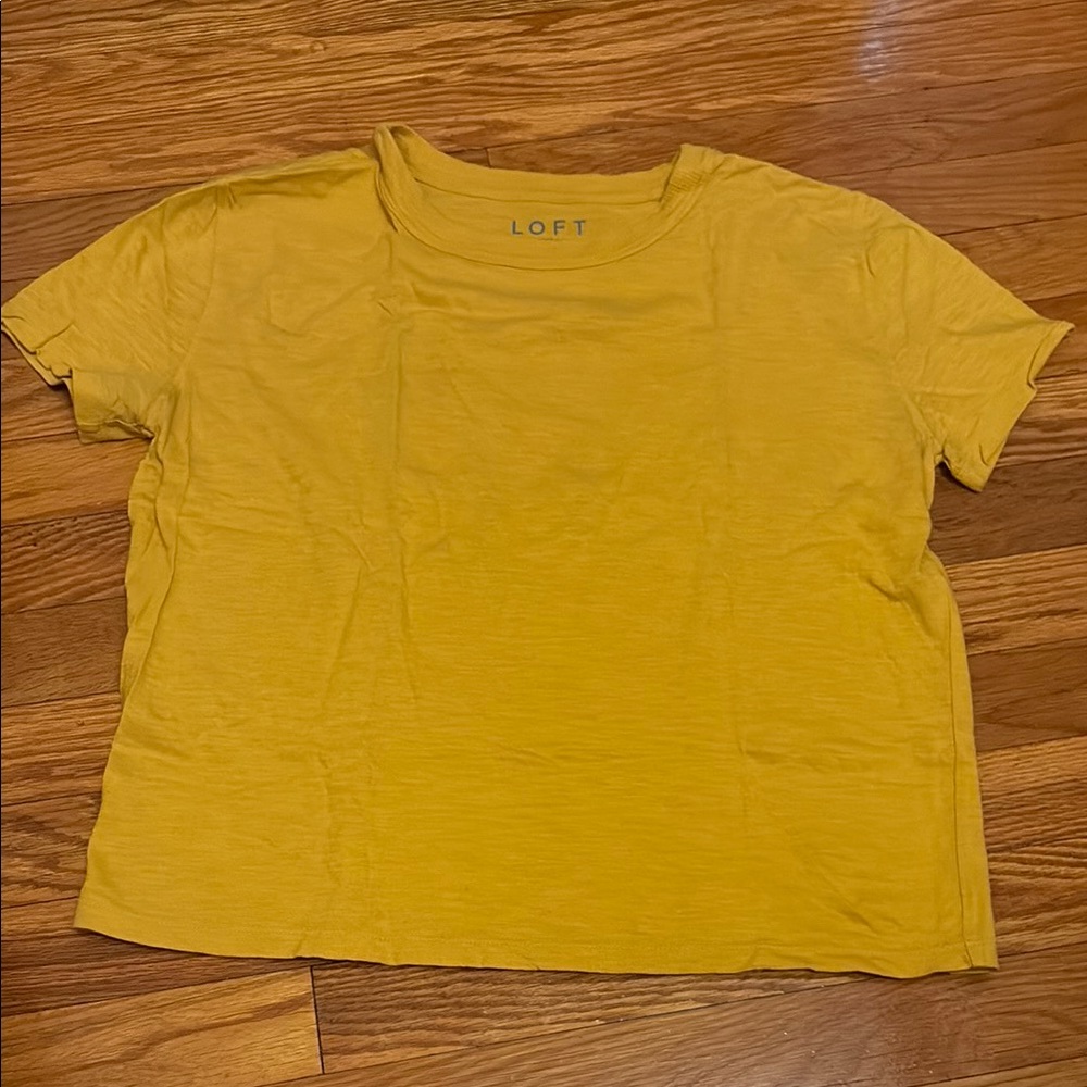 LOFT Mustard Yellow Crop Short Sleeve T-Shirt